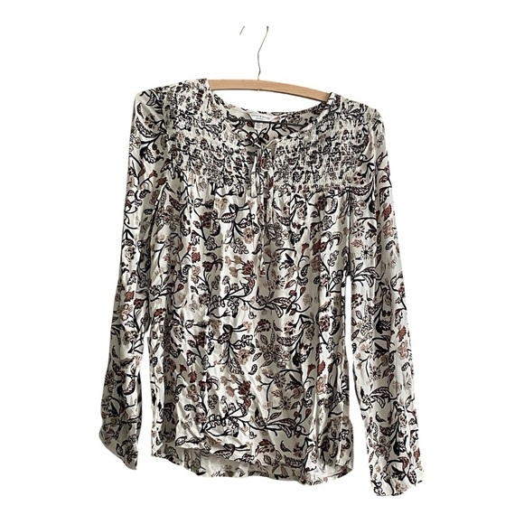 Lucky Brand Tops - Lucky Brand NWT Smocked Floral Peasant Brown and Cream Floral Blouse